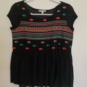 Black Aztec print top